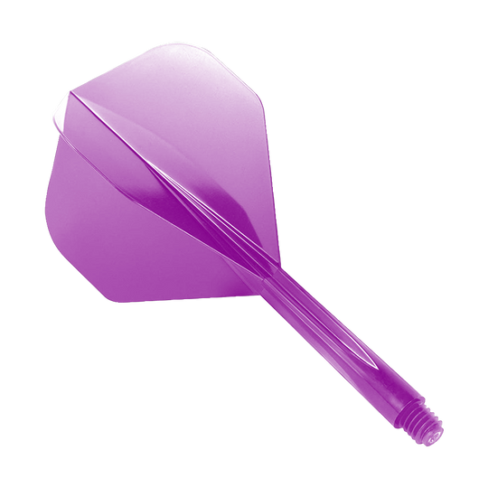 Condor Axe Paars Vluchtsysteem Standaard Auf dem Bild ist ein lilafarbener Dart-Flight mit integriertem Shaft zu sehen. Es handelt sich um das Produkt „Condor Axe Purple Flight-System Standard“.