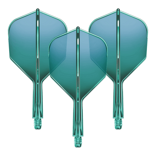 GOAT A1R No6 Flight Shaft System - Groen Ein Set Flight-Shaft-System mit strukturierter Oberfläche liegt auf einer hellen Fläche. Die Bauteile sind gerade ausgerichtet.