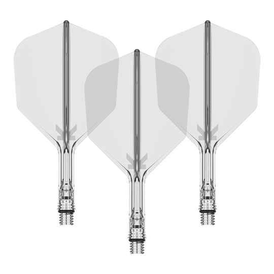 Target K-Shift 6 vluchten - Klaar Ein Set von Target KShift No6 Dart-Flights in klarer, durchsichtiger Optik, 19 mm lang. Die Abbildung zeigt mehrere Flights als Set.