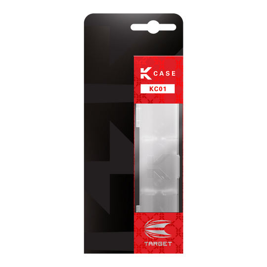Target K-Flex K-Case Flight Box Die Abbildung zeigt das Produkt „Target K-Flex K-Case Flightbox“ in seiner Verpackung. Die Verpackung ist schwarz und rot mit einem transparenten Sichtfenster, durch das das Produkt zu sehen ist.