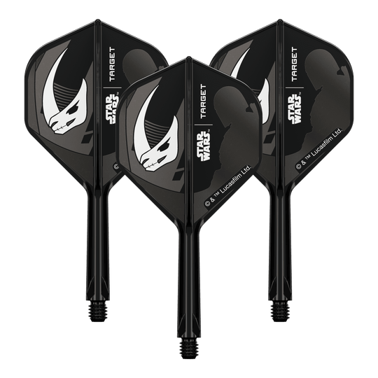 Target Star Wars K-Flex Set Mandalorian No2 Standaard Flights Das Bild zeigt das Produkt mit dem Dateinamen 410621_Target_StarWars_K-Flex_Mandalorian_Armour_No2_Standard_Flights_26mm_2a. Es handelt sich vermutlich um einen weiteren Dart-Flight im Mandalorian Design.