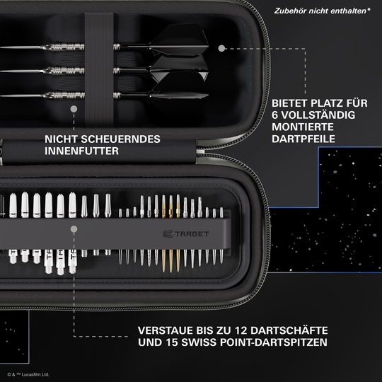 Abgebildet ist das Target Star Wars Boa Dartcase - R2D2. Dies ist eine Darttasche im Stil von R2D2 aus Star Wars.