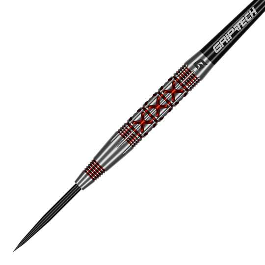 GOAT slaat met stalen dartpijlen Das Foto zeigt die GOAT Strikes Steeldarts aus einer anderen Perspektive. Die Details des Dartpfeils sind gut erkennbar.