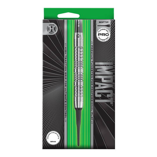 Harrows Impact Soft Darts Hier sind die Harrows Impact Softdarts dargestellt. Man sieht Details des Produktes aus einer weiteren Ansicht.