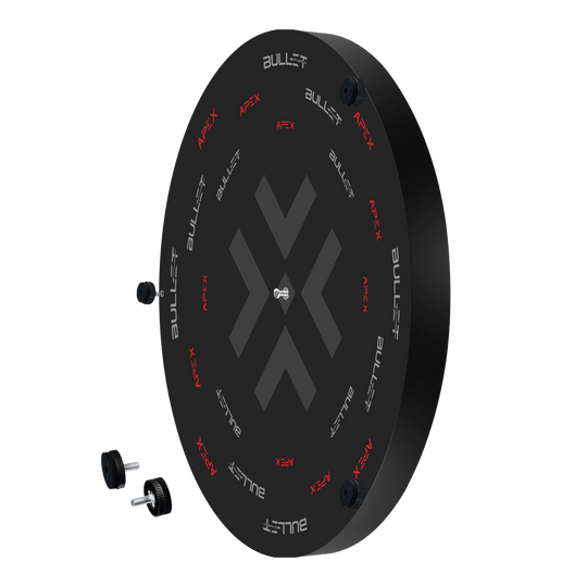 Bullet Apex stalen dartbord Dies ist das Bullet Apex Steeldartboard. Das Bild zeigt das Produkt in Nahaufnahme.