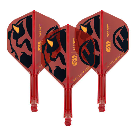 Target Star Wars K-Flex Darth Maul No2 Standaardvluchten Dieses Produkt heißt 410523_Target_StarWars_KFlex_DarthMaul_No2_Standard_Flights_Short_19mm_1Set. Es scheint sich um ein Set von Dart-Flights mit Darth Maul Optik zu handeln.