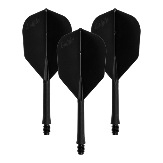 L-Style BarVluchten 2BA L3 - 260 Das Bild zeigt ein Set von schwarzen Dart-Flights. Die Datei heißt LSF-900_L-Style_BarFlight_Schwarz_1Set.