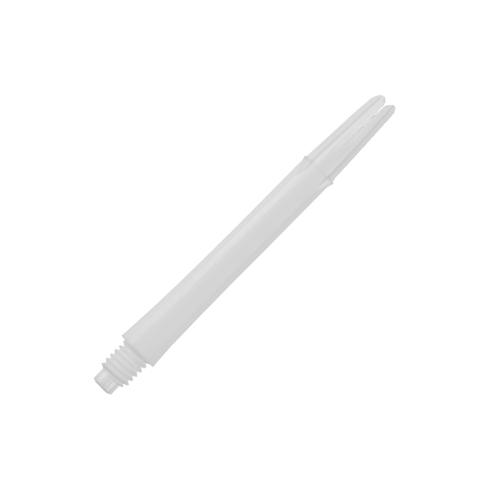 L-Style L-schachten vergrendeld recht - wit Auf dem Bild ist ein gerader, weißer Dartshaft ohne Kappen zu sehen. Der Shaft ist schlicht gestaltet und hat eine Länge von 46 mm.