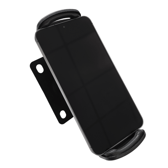 McDart TABSteady Tablet Muurbeugel Die Abbildung zeigt die McDart TABSteady Tablet Wandhalterung mit einem eingespannten Tablet. Die Halterung ist stabil und zur Wandmontage geeignet.