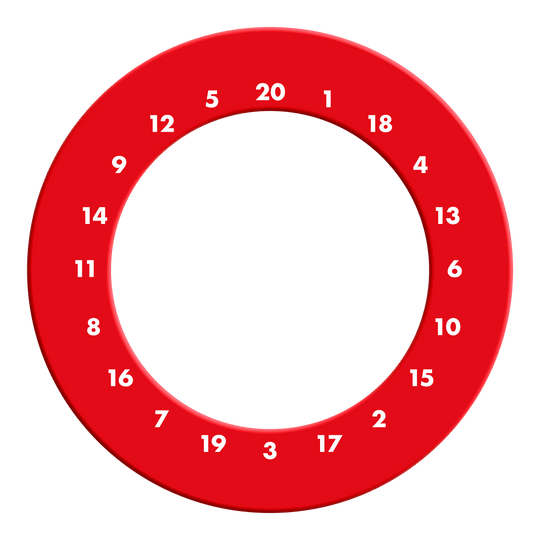 HD-cijfers dartbordrand - Aangepaste kleuren Zu sehen ist ein roter Dartboard Surround ohne Logo. Das Produkt besitzt Zahlen im HD-Design.