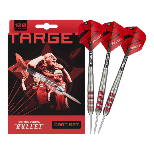 Target Stephen Bunting Bullet 100-delige messing stalen dartset - 22 g Target Stephen Bunting Bullet 100-delige messing stalen dartset - 22 g