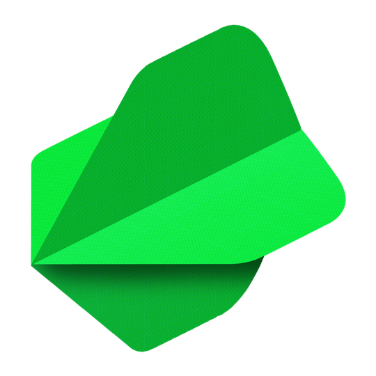Nylon stoffen flights N5 - Standaard - Neon groen Das Bild zeigt einen leuchtend neongrünen Nylon-Stoff Flight in der Form N5. Die Oberfläche hat eine feine, strukturierte Musterung.