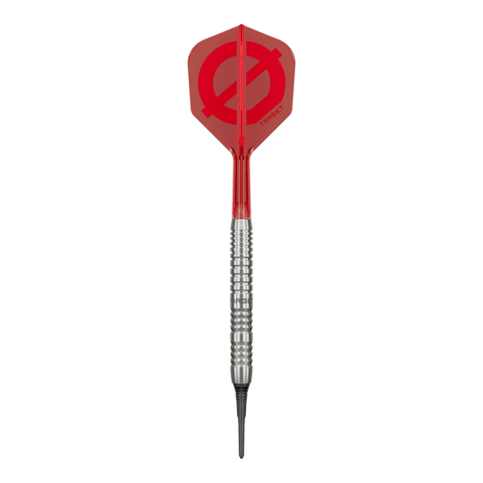Targetgroep O 12 Softdarts Zu sehen sind die Target Group O 12 Softdarts. Die Schäfte und Flights heben sich ab.