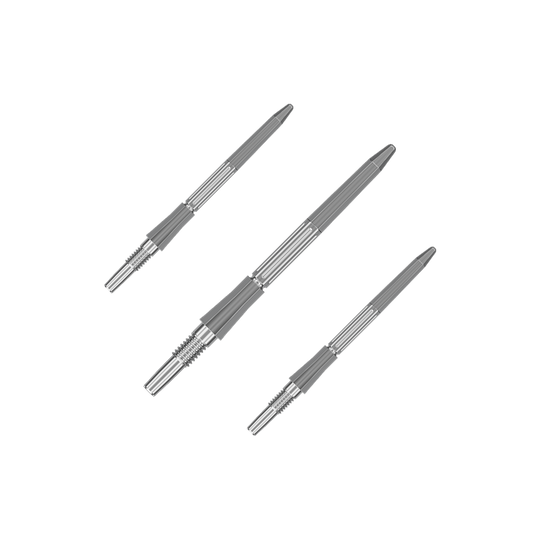 Target Elysian Archetype 43 Swiss Point stalen dartpijlpunten - zilver Abgebildet ist ein Set silberner Dartspitzen mit einer Länge von 30mm. Die Dartspitzen sind für das Swiss Point System geeignet.