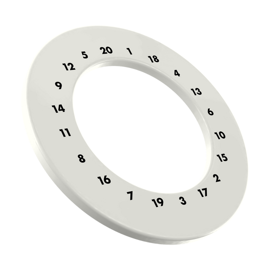 HD-cijfers dartbordrand - Aangepaste kleuren Abgebildet ist ein weißer Dartboard-Surround ohne Logo. Der Dateiname ist 'DBS-HDOL-weiss_HD_Zahlen_Dartboard_Surround_Ohne_Logo_Wei_3'.