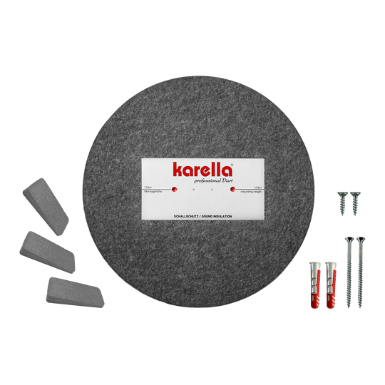 Compacte geluidsisolatie van Karella voor stalen dartborden Dieses Bild stellt den Kompakten Schallschutz Karella für Steeldartboards dar. Das Produkt schützt vor lauten Geräuschen beim Dartwerfen.