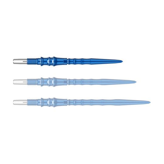 Target Japan Premium Swiss Point dartpunten - Blauw Das Bild zeigt ein einzelnes, blaues Dartspitze. Die Spitze ist 30 mm lang.