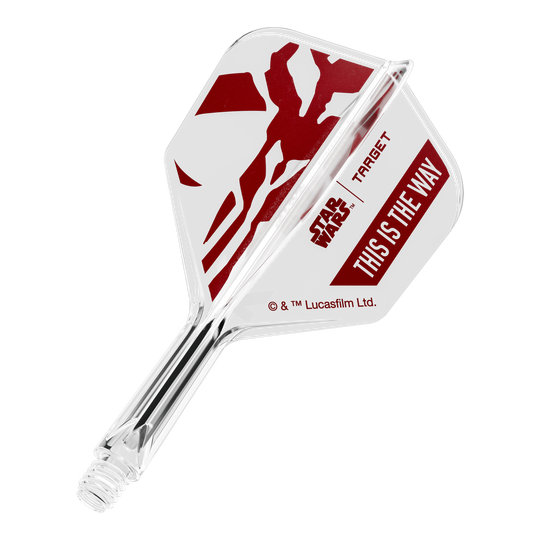 Target Star Wars K-Flex Set Mandalorian nr. 6 Flights Das Bild zeigt ein Star Wars Motiv mit der Aufschrift 'This Is The Way'. Es handelt sich um einen No6 Dart-Flügel in 19 mm Größe.