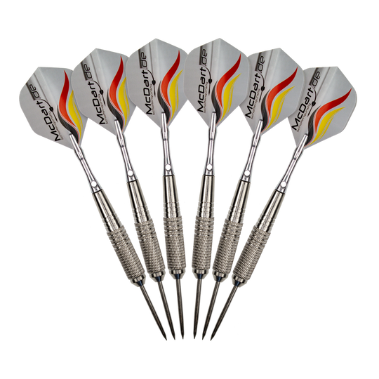 McDart Starterpakket Stalen Dart Das Bild zeigt ein McDart Starterpack. Es eignet sich hervorragend für Einsteiger im Dartsport.