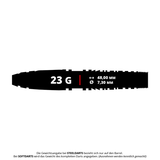 Das Bild zeigt die Caliburn Players Darts Lee Soon An Gold Spear Steeldarts mit 23 Gramm. Die Darts sind hochwertig verarbeitet und haben ein auffälliges Design.