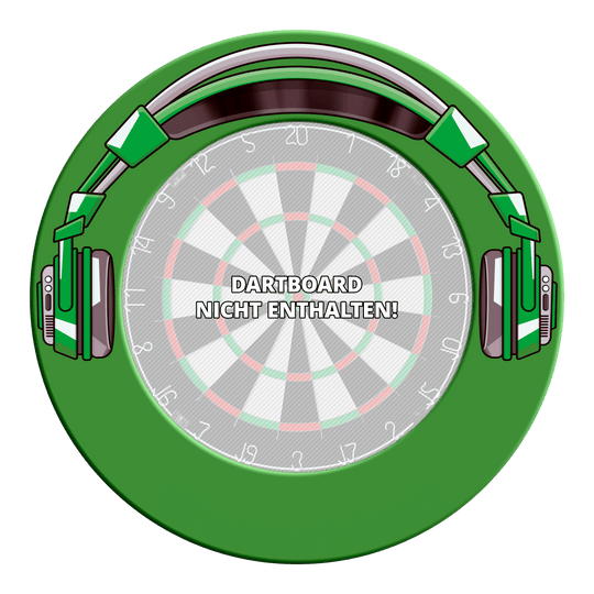 McDart Stereo Dartbord-surround Zu sehen ist das MSF-J5 McDart Stereo Dartboard Surround in Grün. Diese Ansicht zeigt das Dartboard-Surround aus einer anderen Perspektive.