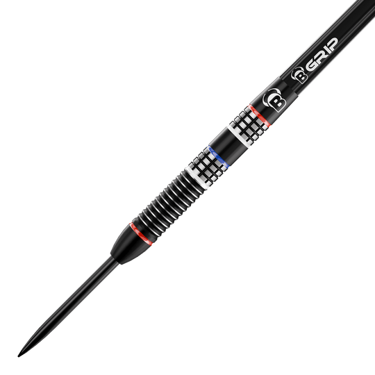 Zu sehen sind Bulls Cor Dekker The Sheriff Steeldarts mit einem Gewicht von 23 Gramm. Die Darts bieten eine hohe Verarbeitungsqualität.