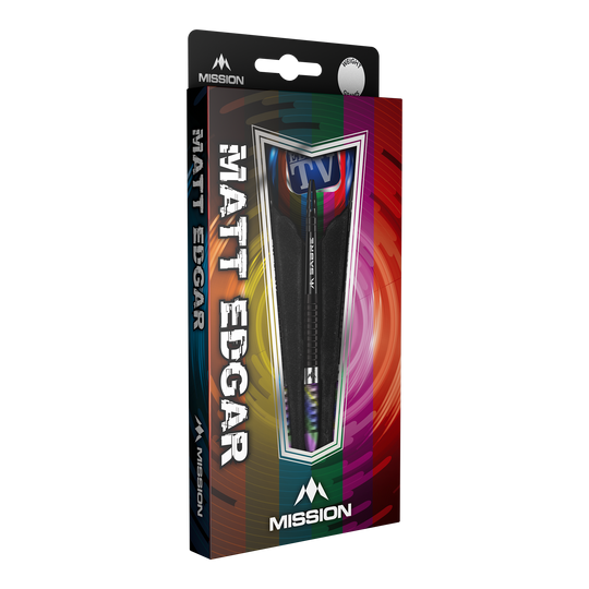 Missie Matt Edgar Steeldarts Die Abbildung zeigt die Mission Matt Edgar Steeldarts in ihrer Verpackung. Die Verpackung ist bunt gestaltet und zeigt den Namen des Produkts deutlich auf der Vorderseite.