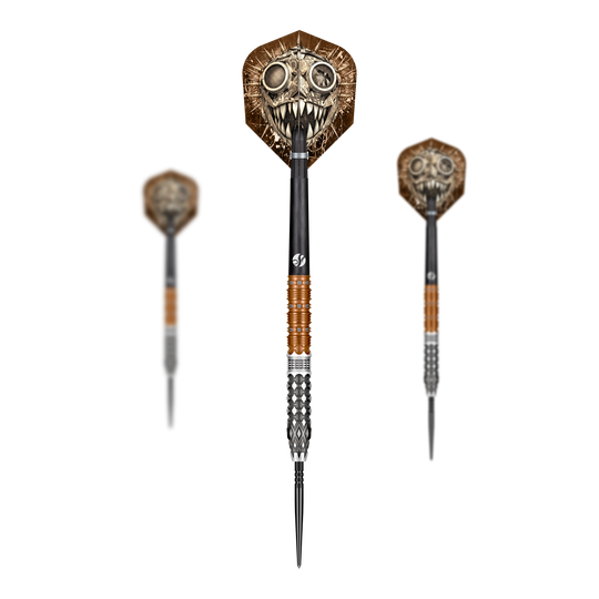 Shot Gnarly Gnasha Turbo Point stalen dartpijlen - 23 g Das Bild zeigt ein Set der Shot Gnarly Gnasha Turbo Point Steeldarts mit 23g. Die Steeldarts sind für ambitionierte Spieler geeignet.