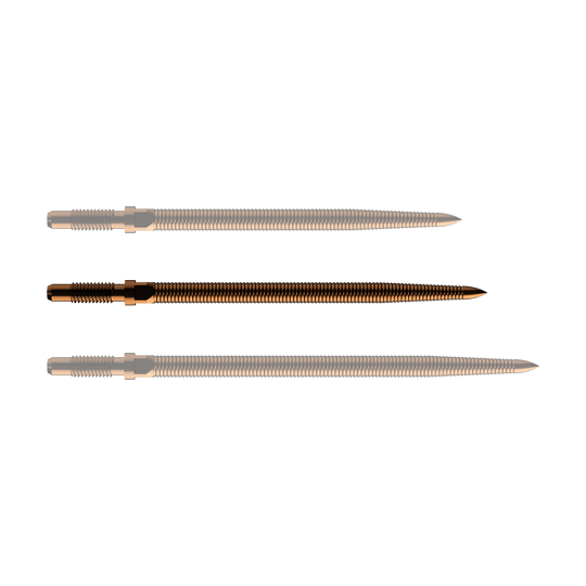 Bulls NL Convertible Point Dart Tips - Micro Grip - Brons Das Bild zeigt eine Dartspitze mit MicroGrip in Bronze. Die Spitze ist 36mm lang.