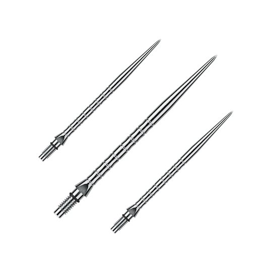 Winmau Switch Point Wave stalen dartpunten - Zilverkleurig effect Das Bild zeigt Steeldartspitzen mit silbernem Effekt, wahrscheinlich 40 mm lang. Die Dartspitzen sind für das Spiel mit Steeldarts bestimmt.