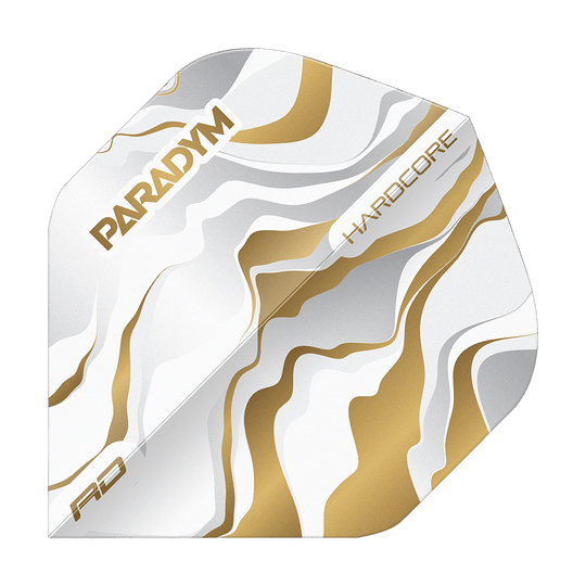 Red Dragon Hardcore Premium Paradym Gold Premium No2 Standaard Vluchten Gezeigt wird Red Dragon Hardcore Premium Paradym Gold Premium No2 Standard Flights. Es sind goldfarbene, hochwertige Dart Flights für genaue Würfe.