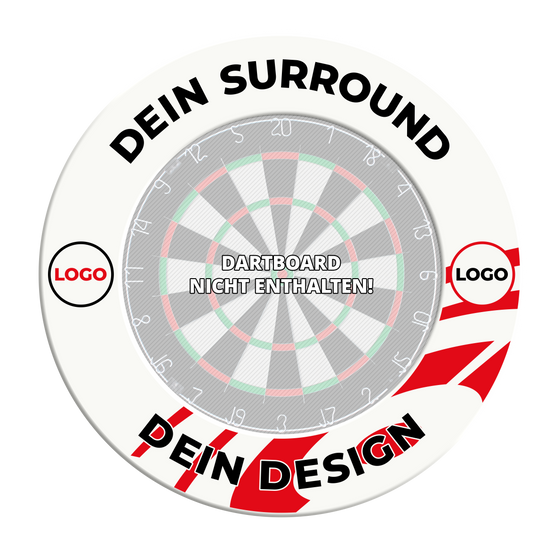 Dartbordomlijsting met uw eigen ontwerp Ein Bild mit dem Namen MSF-Wei_Dartboard_Surround_Wunschdruck_Schwarz_Wei_3. Es handelt sich wahrscheinlich um eine Variante des Dartboard-Surrounds in Weiß-Schwarz mit Wunschdruck.