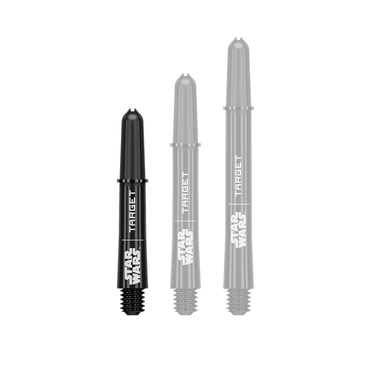 Target Star Wars ProGrip Shafts - Zwart Abbildung eines kurzen Dart-Schafts aus der Datei 380420_Target_StarWars_ProGrip_Shafts_Schwarz_Short_34mm_1. Es handelt sich um einen schwarzen ProGrip Dart-Schaft in kurzer Ausführung.