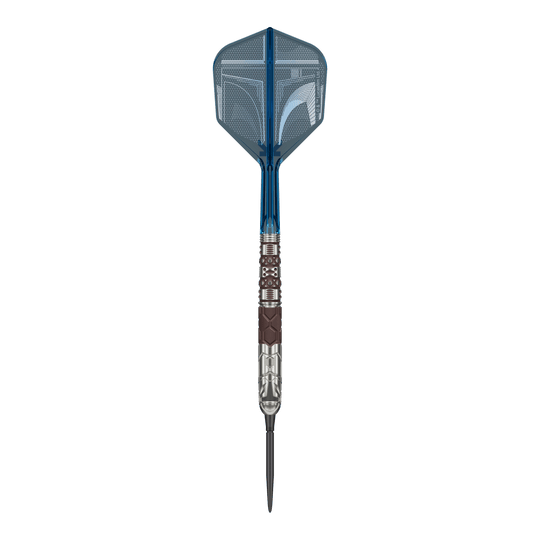 Target Star Wars Mandalorian 95 Swiss Point stalen dartpijlen Dieses Bild zeigt die Target Star Wars Mandalorian 95 Swiss Point Steeldarts. Die Darts verfügen über eine besondere Optik passend zur Mandalorian-Reihe.