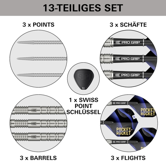 Target Justin Hood Swiss Points stalen dartpijlen - 23 g Target Justin Hood Swiss Points stalen dartpijlen - 23 g