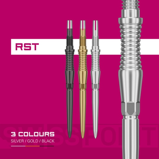 Target Swiss Point Dartpunten Signature RST - Goud Dieses Foto stellt die Target Swiss Point Dartspitzen Signature RST - Gold dar. Die Spitzen bieten ein elegantes Design für professionelle Darts.