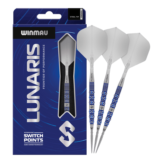 Winmau Lunaris Tapered Switch Point Steeldarts Hier ist das Produkt Winmau Lunaris Tapered Switch Point Steeldarts zu sehen. Diese Steeldarts bieten eine hochwertige Verarbeitung und ein elegantes Aussehen.