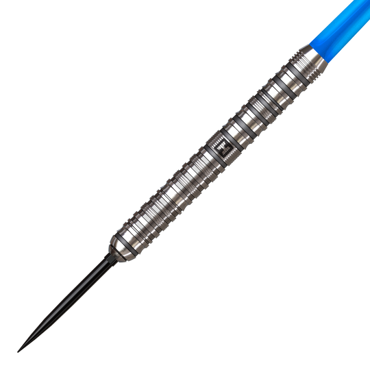 Harrows Flux Quick Point Steeldarts Ein Steeldart aus der Flux Parallel QuickPoint Serie ist abgebildet. Er hat eine glänzende Metallspitze.