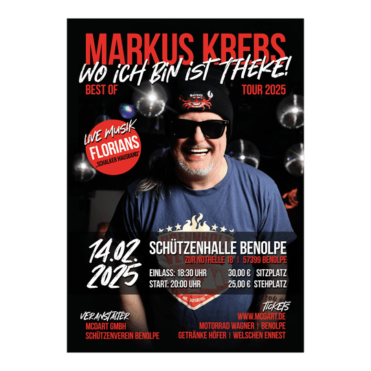 Eintrittskarte Markus Krebs - Wo ich bin ist Theke - 14.02.25 - Stehplatz