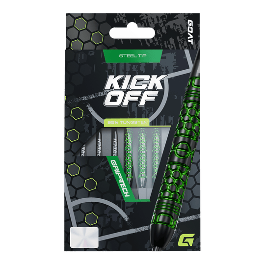 GOAT Kick-Off stalen dartpijlen Das Foto zeigt die GOAT Kick-Off Steeldarts. Dieses Dart-Set zeichnet sich durch eine ansprechende Optik und Funktionalität aus.
