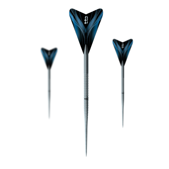 Caliburn TTD Complete Titanium T1 Zilveren Steeldarts - 5g Das Foto zeigt ein Set der Caliburn TTD Complete Titanium T1 Silver Steeldarts - 5g. Es sind hochwertige Steeldarts aus Titan für das Dartspiel.