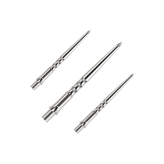 Caliburn System stalen dartpunten - Ripple - NoLip - zilver Das Bild zeigt einen Artikel mit dem Namen EVO011_Caliburn_Evo_System_Steeldartspitzen_Ripple_NoLip_Silber_28mm_1Set. Es handelt sich wahrscheinlich um ein Set aus silbernen Steeldartspitzen mit einer Länge von 28mm.