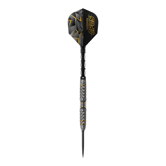 Harrow's Opus Quick Point stalen dartpijlen Harrows Opus Quick Point Steeldarts - 23g. Das Bild zeigt Steeldarts mit einem Gewicht von 23 Gramm.