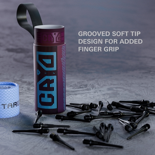 Zu sehen ist das Produkt Target Cryo Softdartspitzen 30er Pack in Schwarz. Die Softdartspitzen sind ideal für Hobby- und Profispieler geeignet.