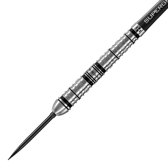 Harrows Supergrip Tapered Quick Point stalen dartpijlen Dieses Bild zeigt die Harrows Supergrip QP Tapered Quick Point Steeldarts. Die Darts sind für Präzision und Kontrolle beim Spielen ausgelegt.