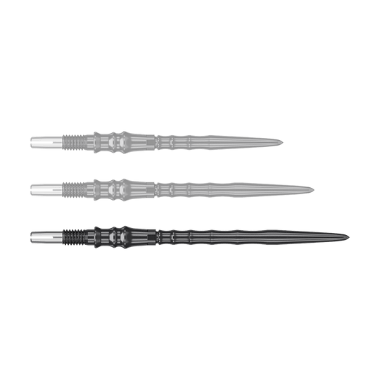 Target Japan Premium Swiss Point Steel Dartpunten - Zwart Zu sehen sind schwarze Steeldartspitzen, SwissPoint, 40 mm von Target Japan Premium. Die Einzelspitze ist im Detail abgebildet.