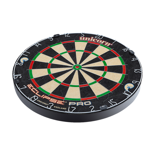 Unicorn Eclipse Pro dartbord Dies ist ein Unicorn Eclipse Pro Dartboard. Die Dartscheibe hat ein klassisches, farbiges Design mit klar lesbaren Zahlen.