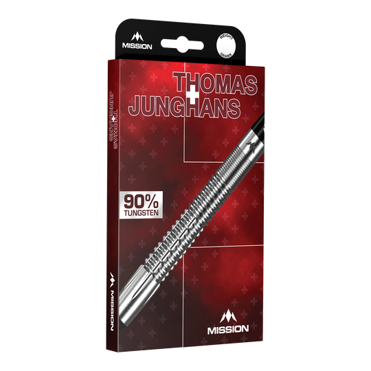 Missie Thomas Junghans Softdarts - 20g Das Bild zeigt die Mission Thomas Junghans Softdarts mit 20 Gramm. Die Darts sind modern gestaltet und liegen auf einer hellen Oberfläche.