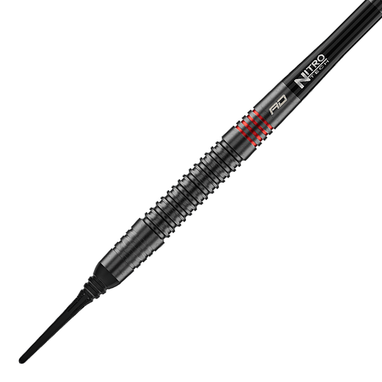 Die Abbildung zeigt die Red Dragon Jonny Clayton RD-ADV Softdarts - 18g. Ein einzelner Softdart wird seitlich gezeigt.
