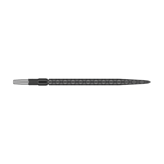 Target Swiss Diamond Pro Black Points dartpunten Dies ist eine schwarze Dartspitze mit diamantförmiger Struktur. Sie ist schlank und misst etwa 40 mm in der Länge.